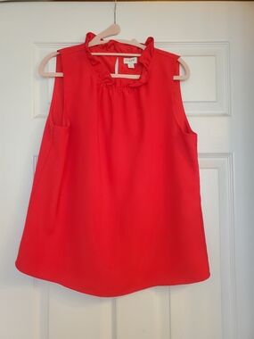 J. Crew Sleeveless Ruffle Mock Neck Camisole - Red